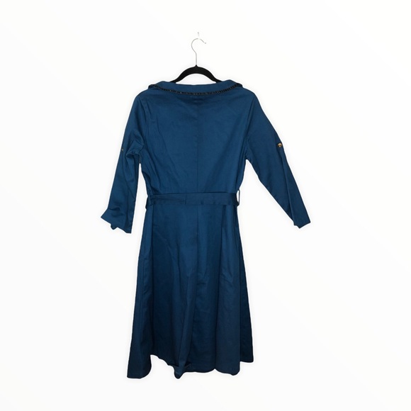 Lindy Bop Teal Gold Button Long Roll-Tab Dress 3XL - Picture 2 of 8